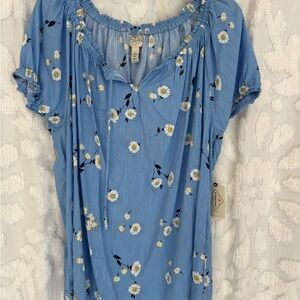 St. John's Bay Blue Floral Blouse 2X